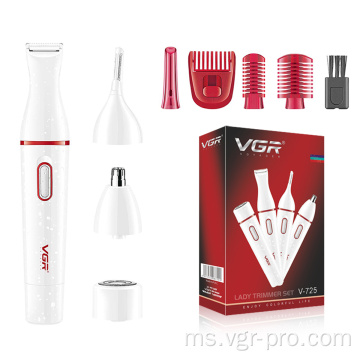 VGR V-725 4IN1 set trimmer wanita elektrik boleh dicas semula